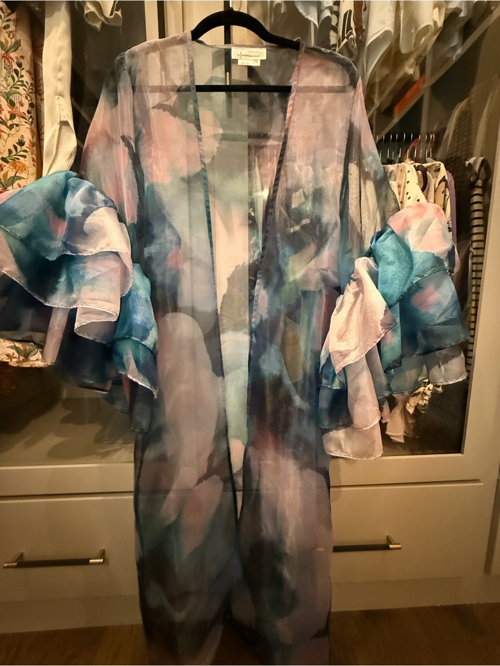 Anthropologie Sheer Watercolor Duster Kimono